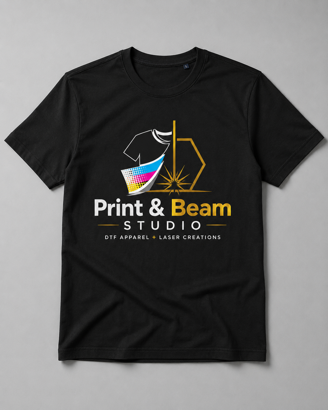 Print & Beam Studio storefront sign mockup